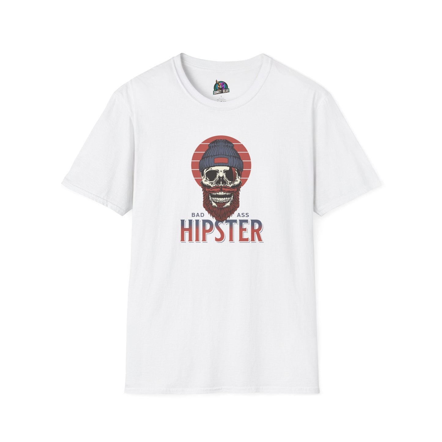 Bad Ass Hipster T-Shirt with vintage skull design and rebel twist.