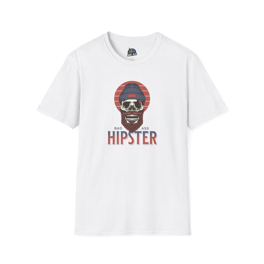 Bad Ass Hipster T-Shirt with vintage skull design and rebel twist.