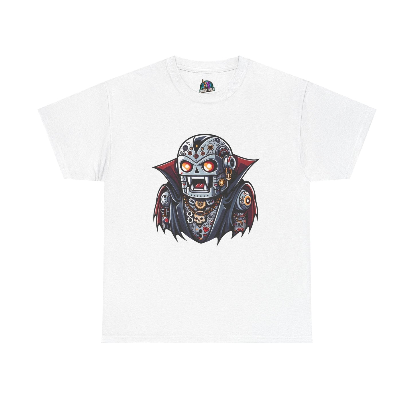 Robo-Dracula T-shirt featuring a futuristic robotic vampire design.