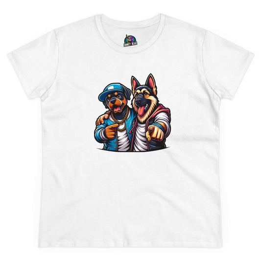 Women's "Best Fur-iends" T-Shirt with cartoon dogs illustration.