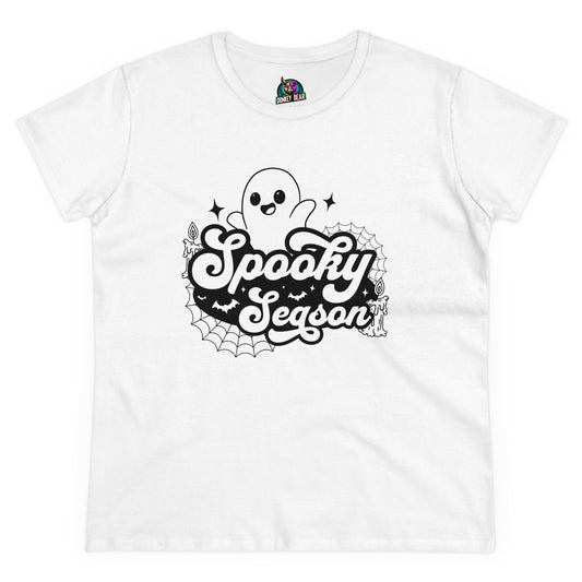 "Spooky Season" T-Shirt with ghost and web design for Halloween vibes.