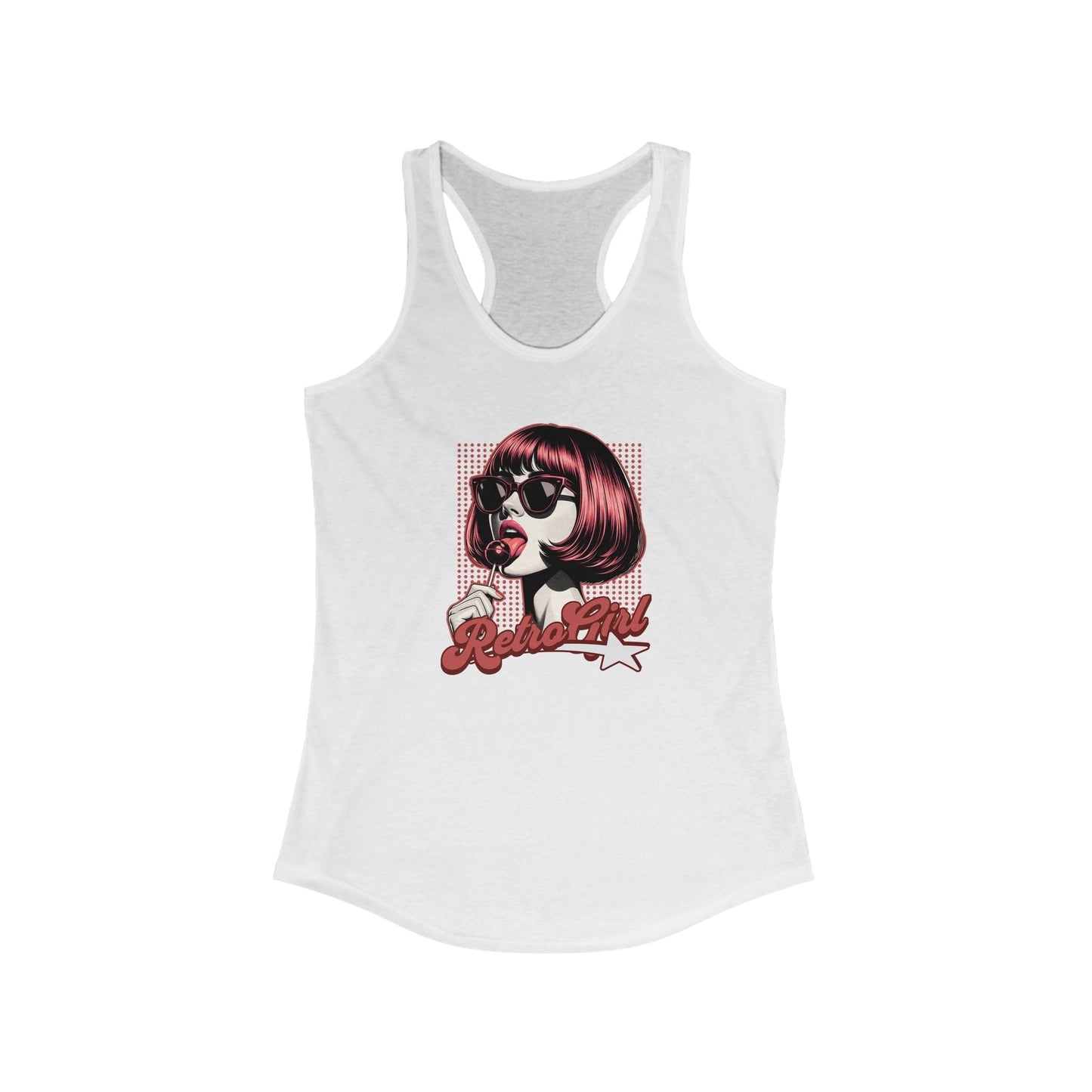 Retro Girl tank top featuring vintage-inspired graphic design.