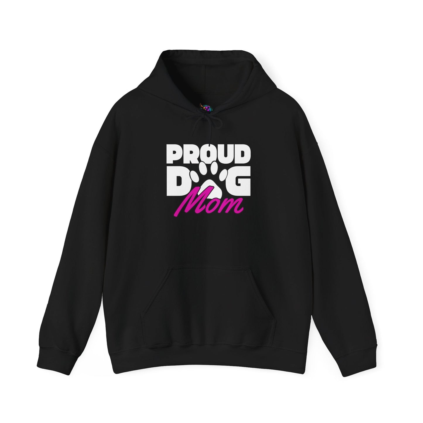 Proud Dog Mom Hoodie, cozy and comfy with paw print design.