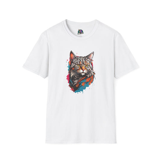 Colorful Cat T-shirt with vibrant feline design, Splash Cat theme.