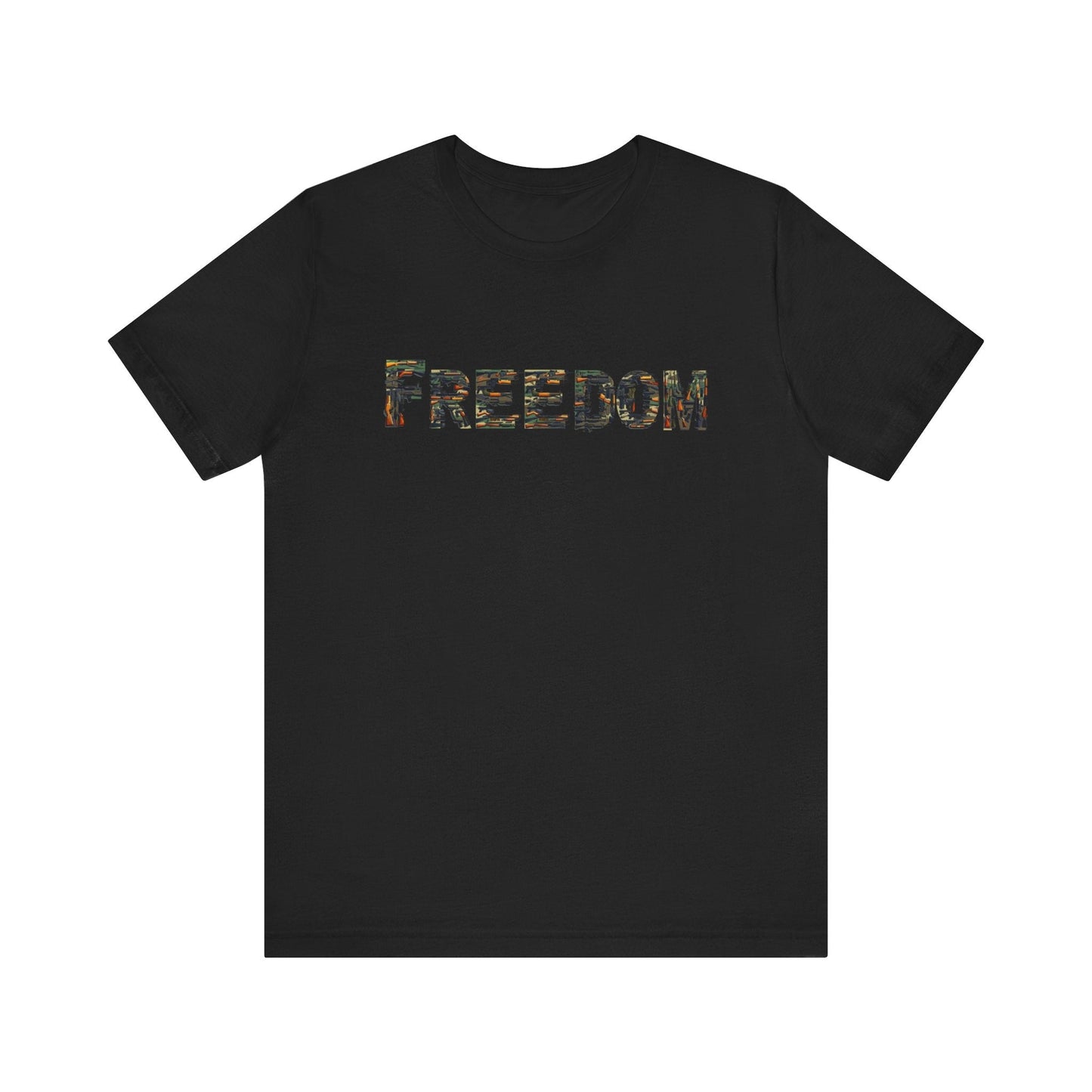 Gun Freedom Bullet Design T-Shirt featuring bold freedom graphic.