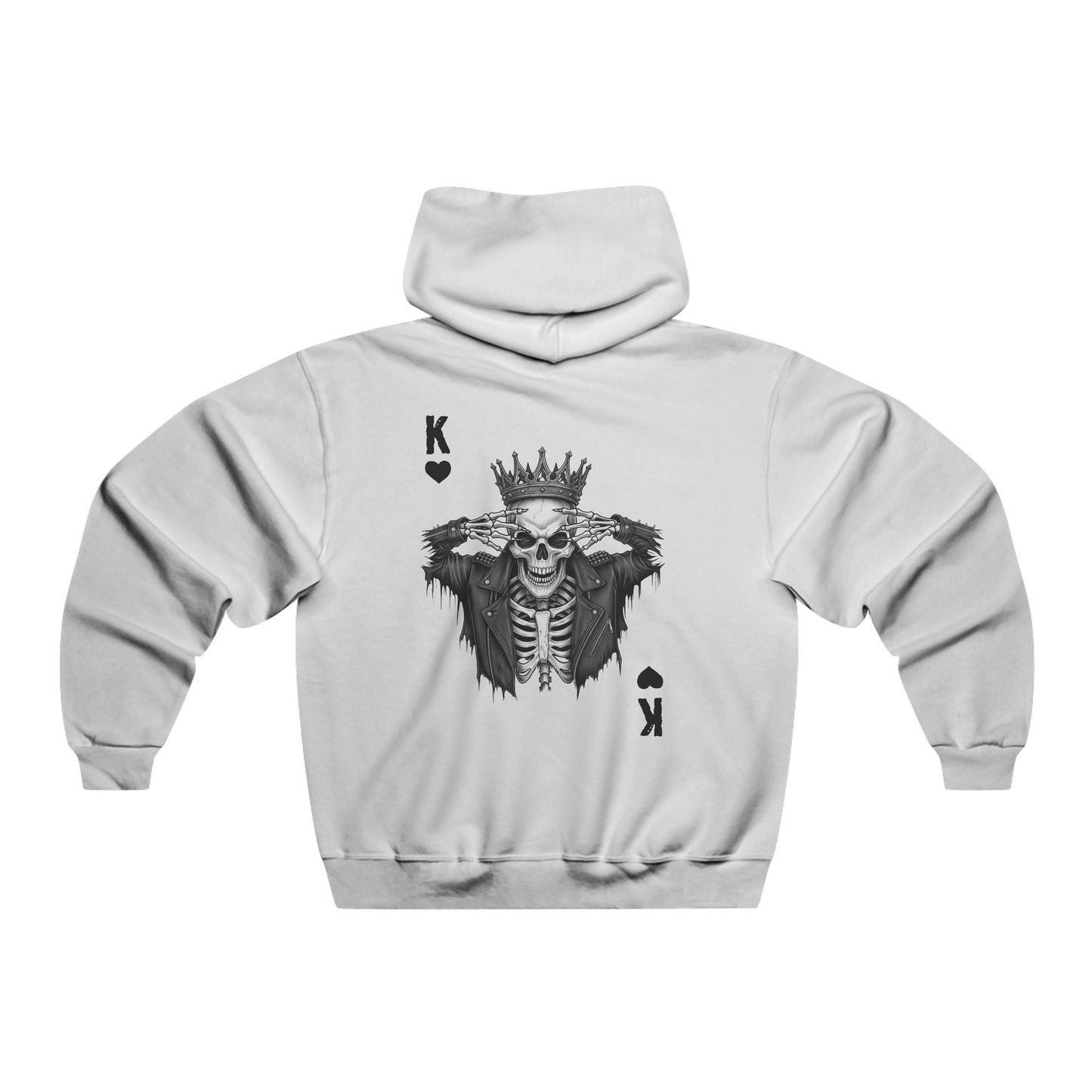 Skeleton King of Hearts Hoodie with skull king back design.