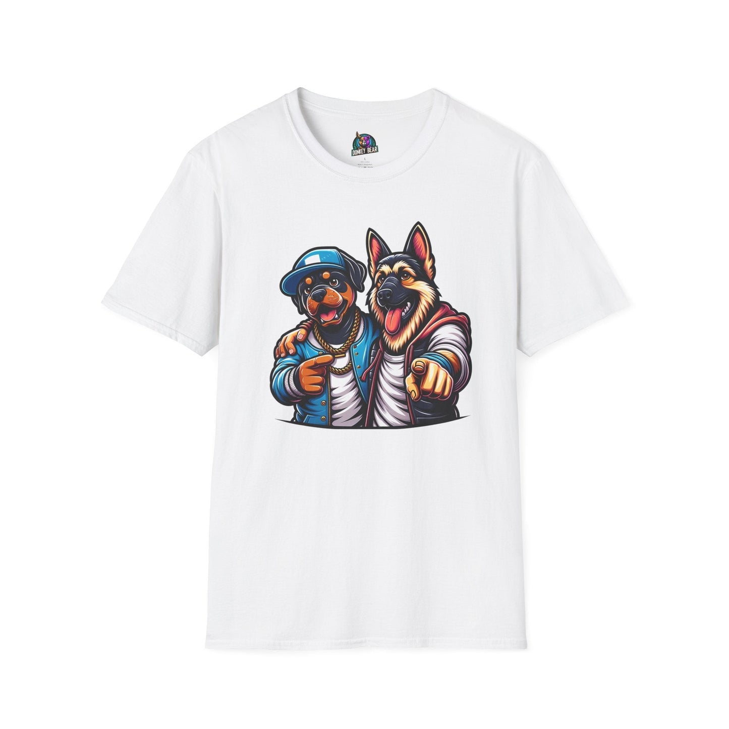 Cartoon dog duo on "Best Fur-iends" T-shirt for dog lovers, showcasing true friendship.