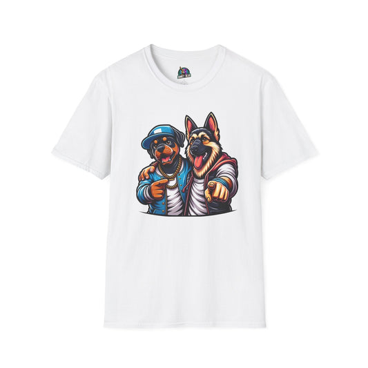 Cartoon dog duo on "Best Fur-iends" T-shirt for dog lovers, showcasing true friendship.