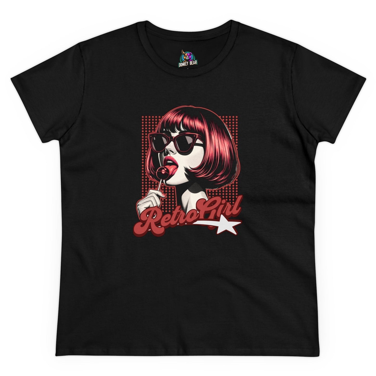 Retro Girl T-shirt with vintage design, black tee featuring stylish graphic.