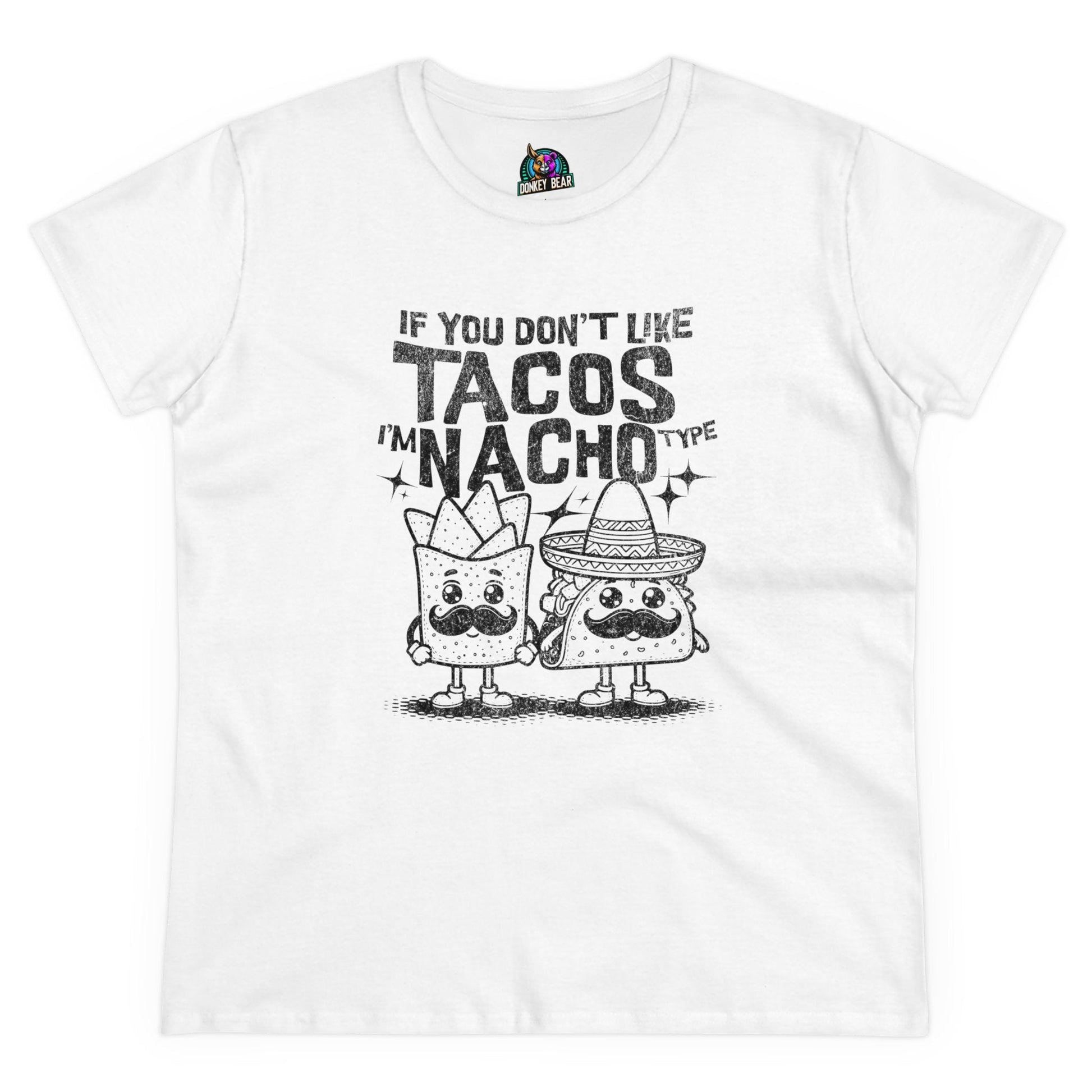 "Nacho Type" T-shirt with cheesy humor and playful design for pun lovers.