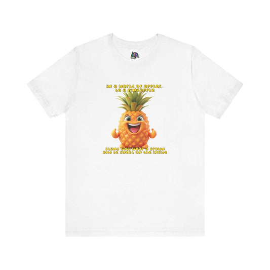 Pineapple T-shirt with motivational design promoting uniqueness and positivity.