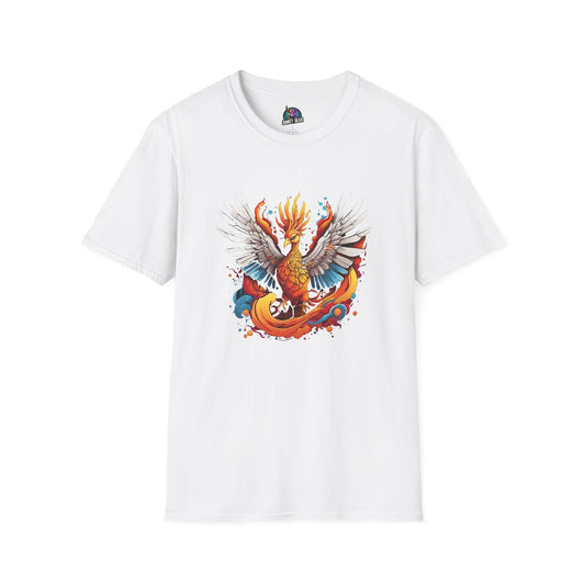 Colorful Phoenix T-shirt with vibrant design symbolizing rebirth and resilience.
